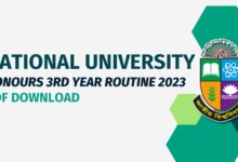 National University Honours 3rd Year Routine 2023 PDF Download