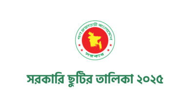 সরকারি ছুটির তালিকা ২০২৫ সরকারি ছুটির তালিকা ২০২৫